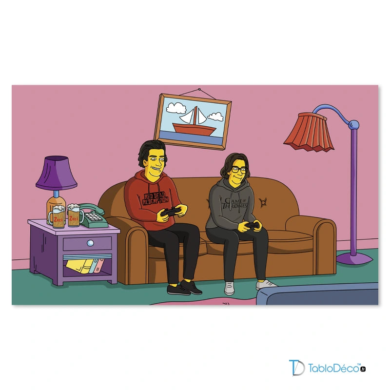 tableau Simpson personnalisé avec 2 personnes - TabloDéco.fr