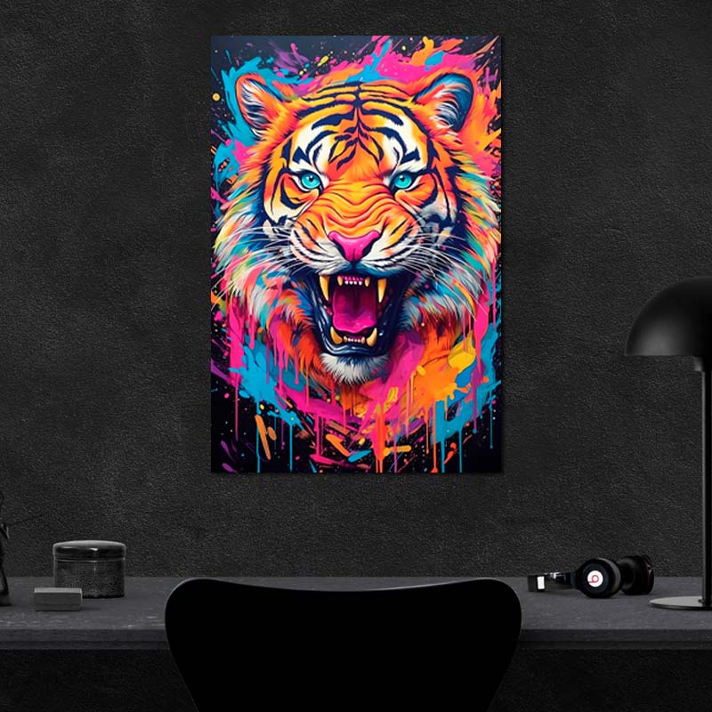 Tableau Tigre Multicolore - TabloDéco.fr