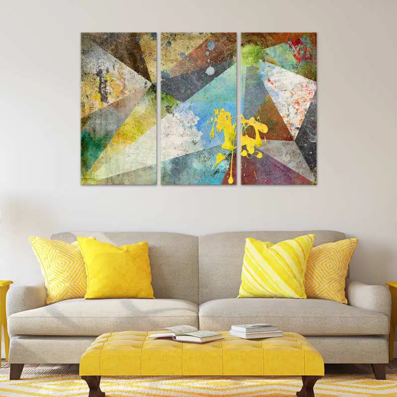 Tableau Triptyque Abstrait Géométriques