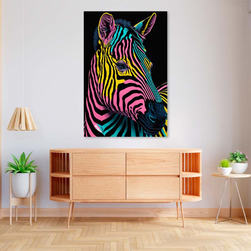 cadre décoratif d'un Zèbre style Pop Art - TabloDéco.fr