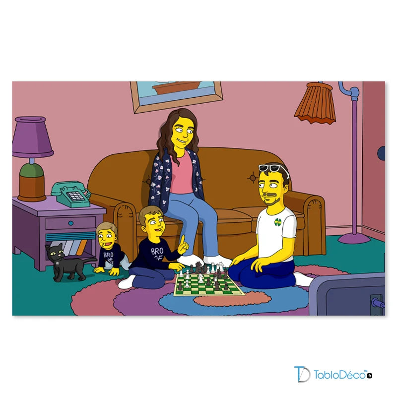 Tableau déco personnalisé Simpson avec 4 personnes - TabloDéco.fr