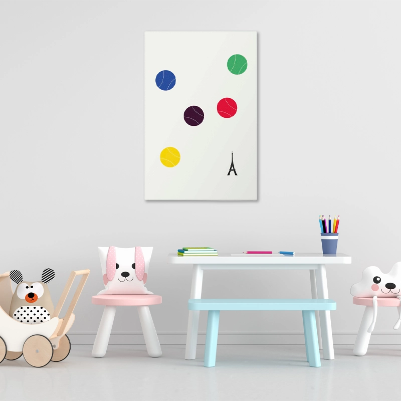 Toile décorative de Balles de Tennis Colorées (JO Paris 2024)