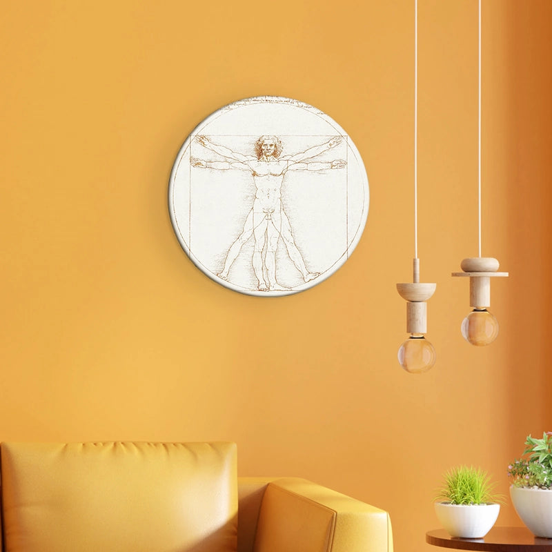 Toile déco ronde l'Homme de Vitruve de Léonard de Vinci