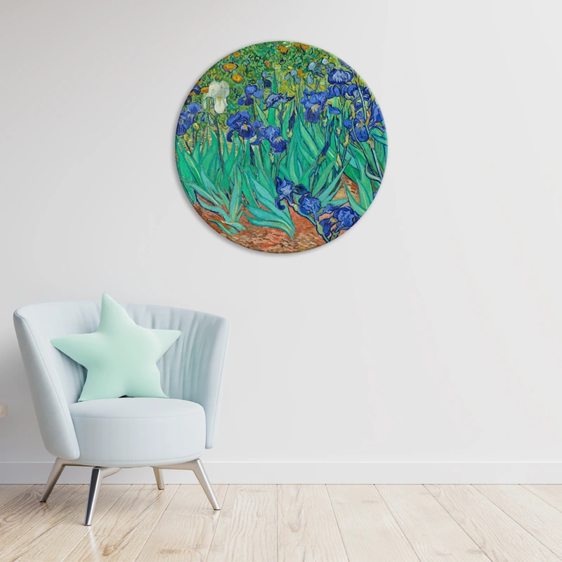 Toile déco ronde - Iris Van Gogh
