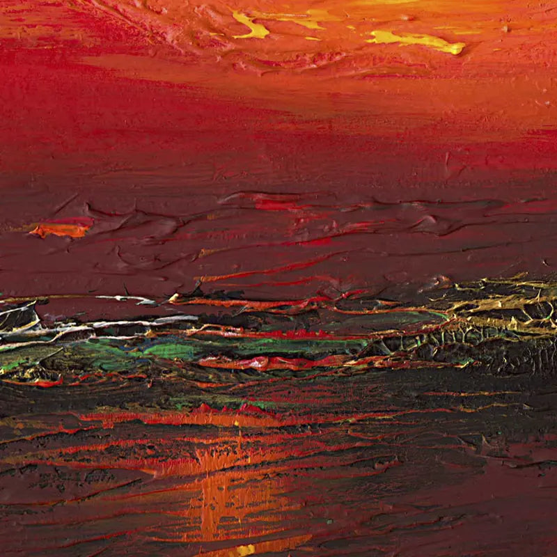 Tableau peint à la main - Horizon Rougeâtre