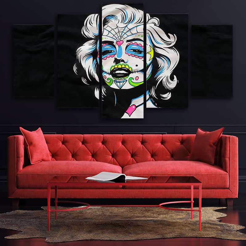 Toile décorative Tête de Mort Mexicaine Marilyn Monroe