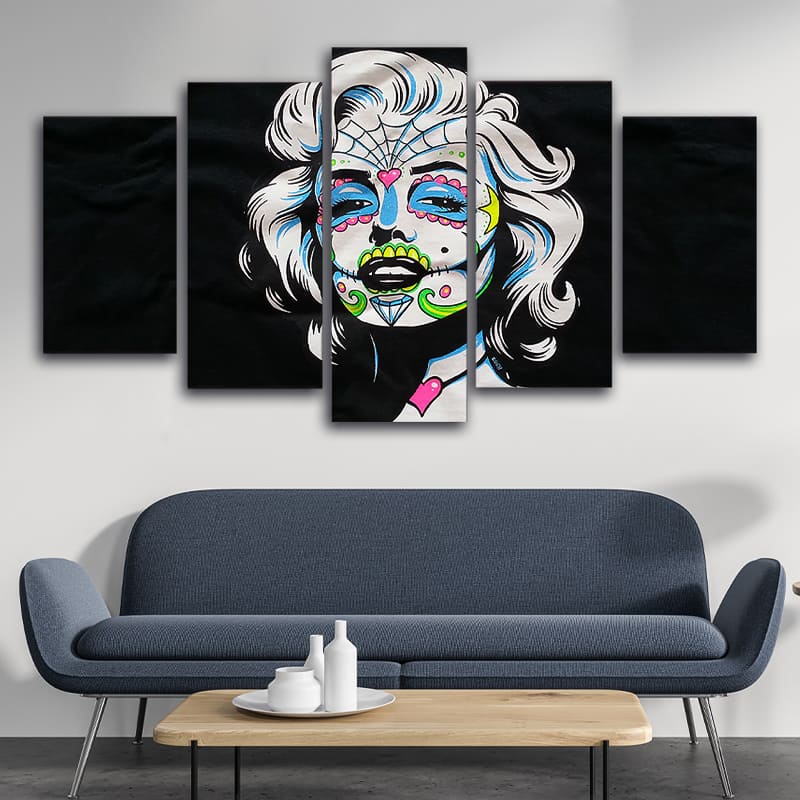 Toile Imprimée Tête de Mort Mexicaine Marilyn Monroe