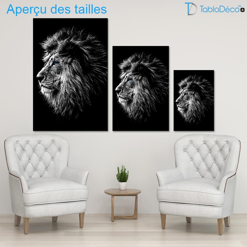 Grand Tableau Lion Noir et Blanc