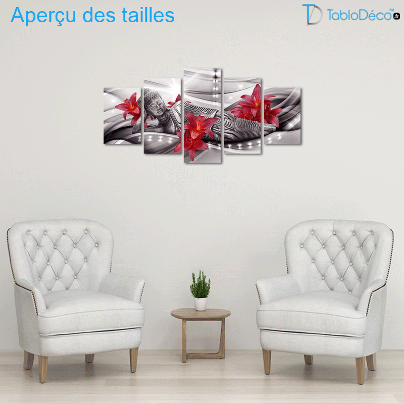 Tableau Bouddha Couché (5 parties)