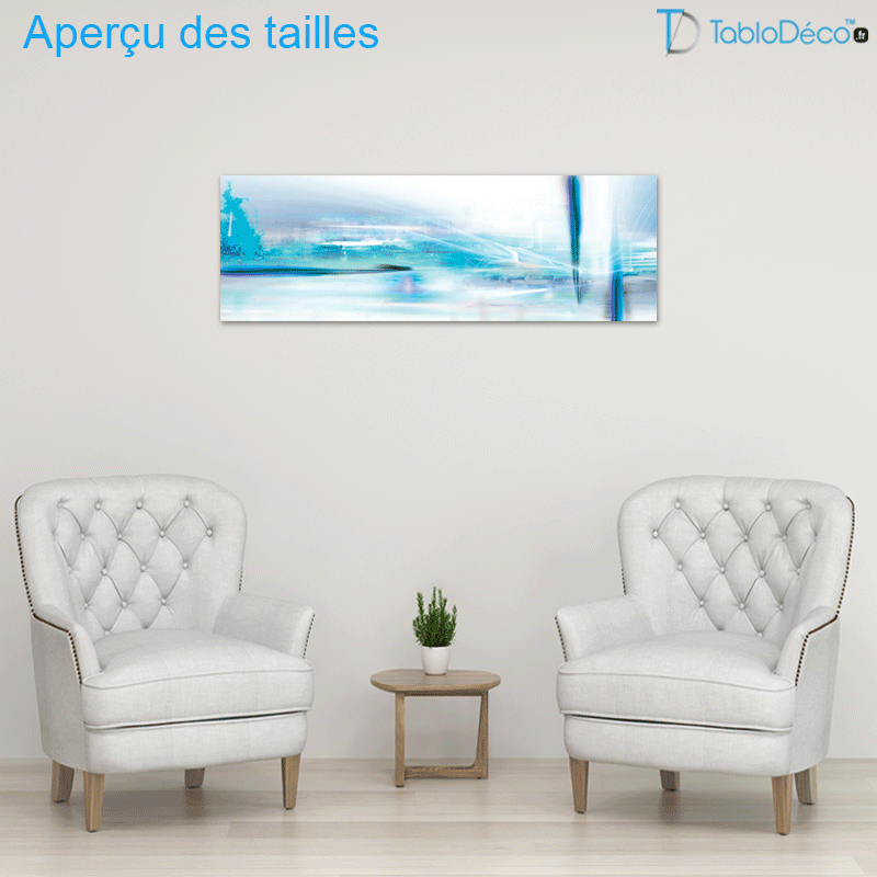 Tableau Abstrait Bleu et Blanc