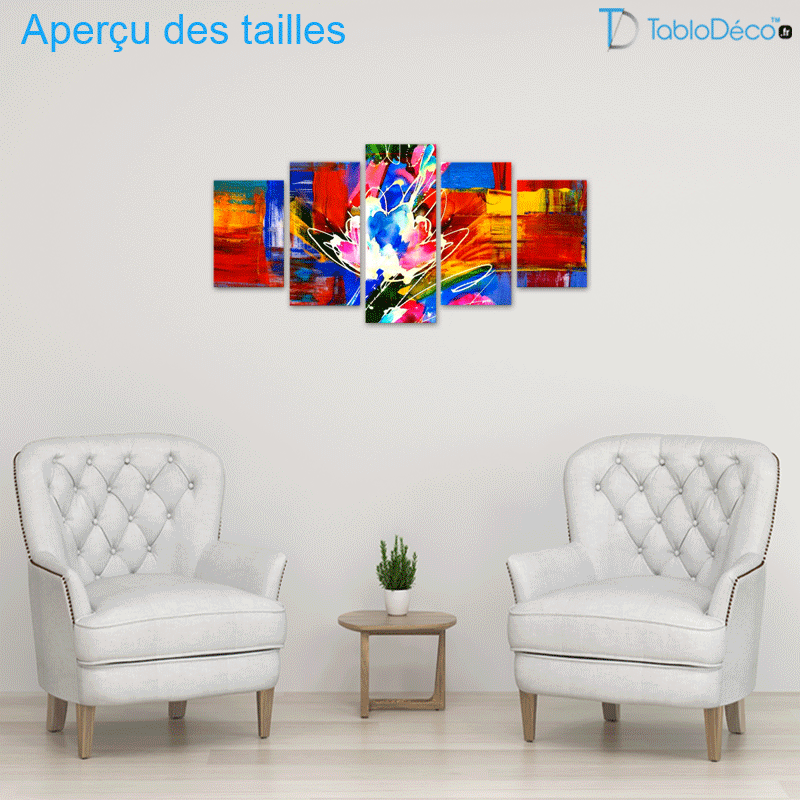 Tableau Abstrait Multicolore (5 panneaux)