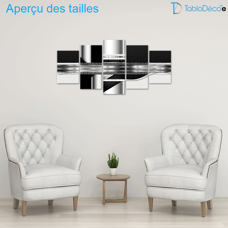 Tableau Abstrait Noir et Argent