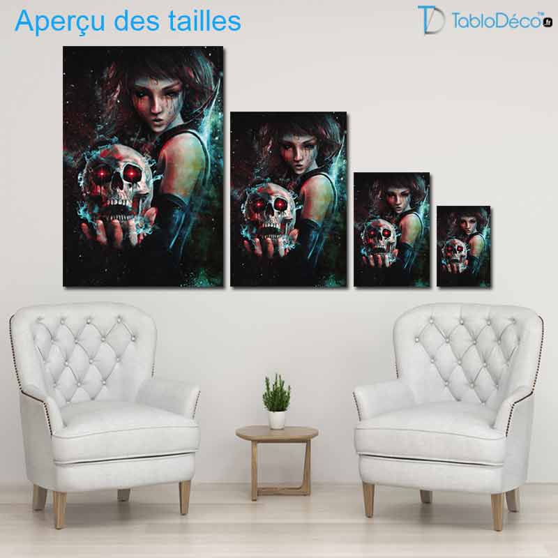 Aperçu des tailles du Tableau avec Tête de Mort