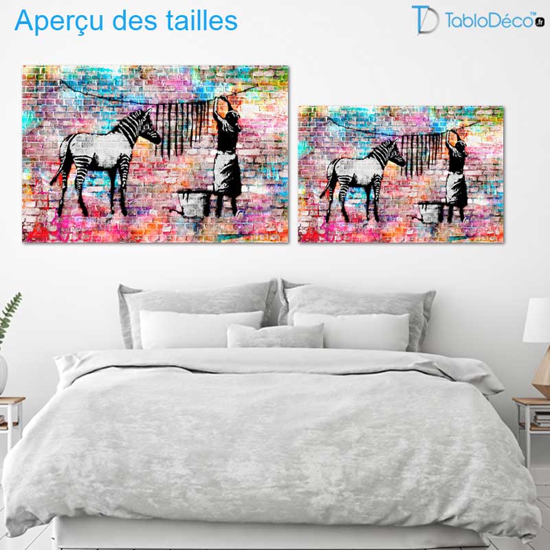 Tableau Banksy "Washing Zebra" Coloré