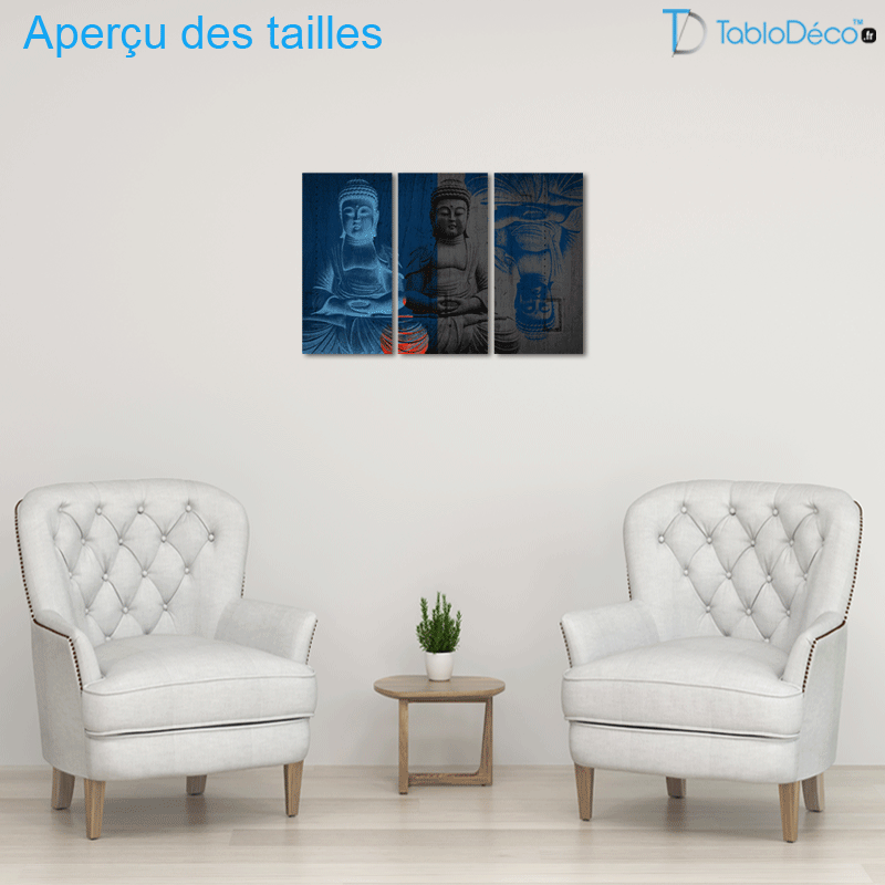 Tableau Bouddha en 3 parties