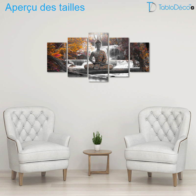 Tableau Bouddha Cascade Automnale (5 parties)