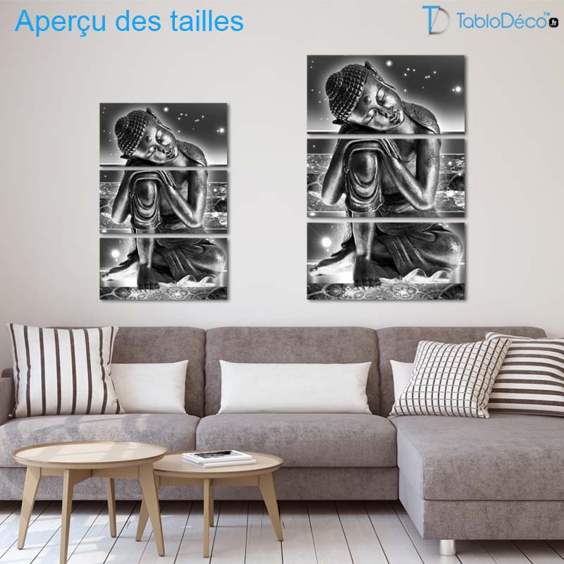 Tableau Bouddha Argenté