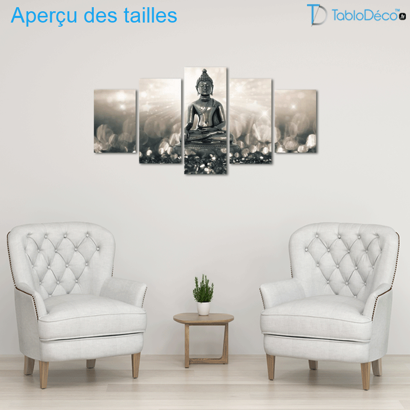 Tableau Bouddha Assis (5 panneaux)