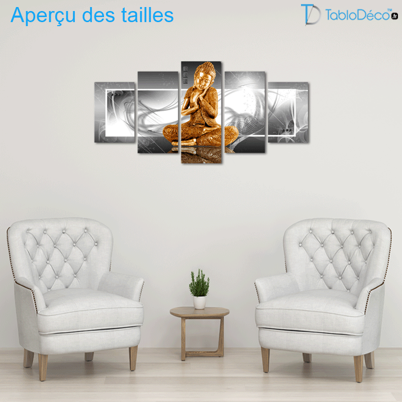 Tableau Bouddha en Or (5 panneaux)