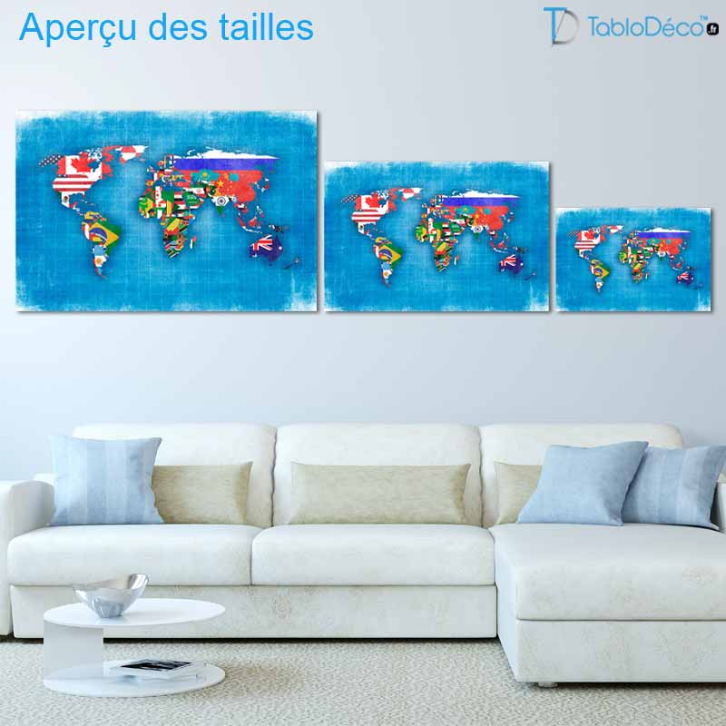 Tableau Carte Monde avec les Drapeaux