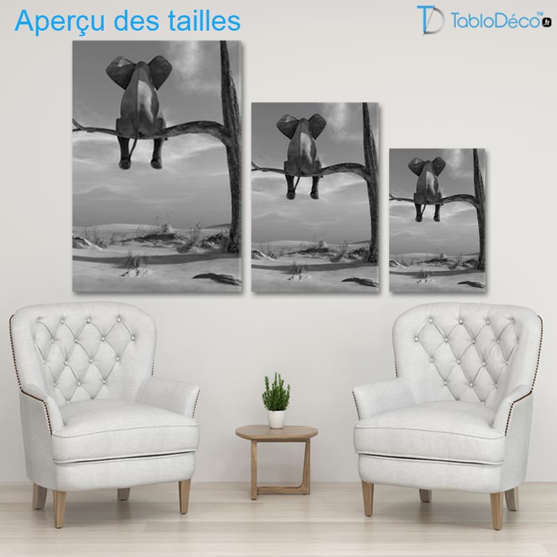 Tableau Éléphant sur une branche