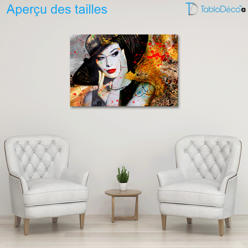 Tableau Femme au Chapeau Noir