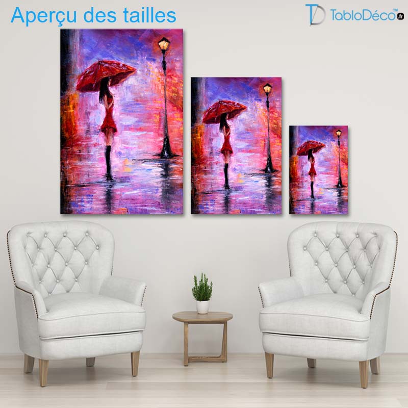 Tableau Femme au Parapluie Rouge