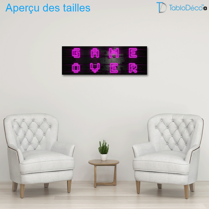 Tableau Game Over Néon Panoramique