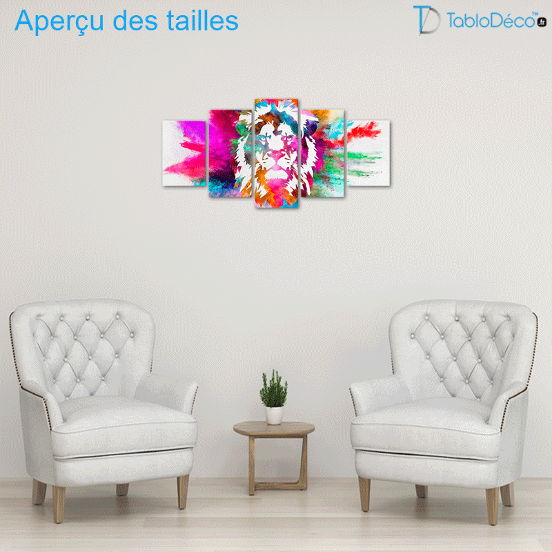Tableau Lion 5 parties