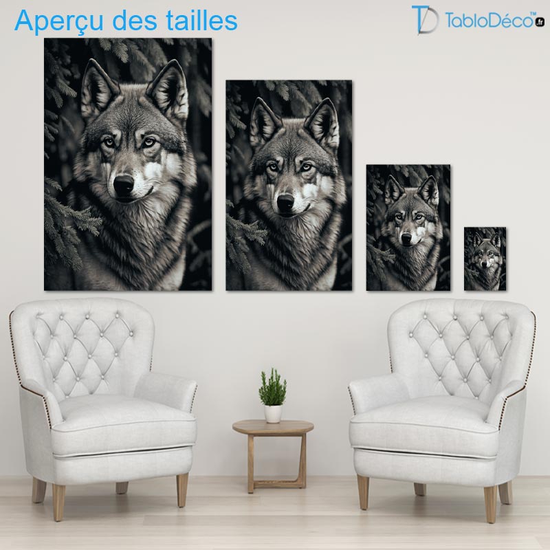 Tableau Loup Noir et Blanc