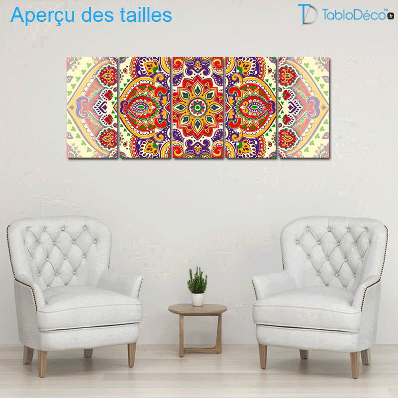 Aperçu des tailles du Tableau Mandala Tibétain