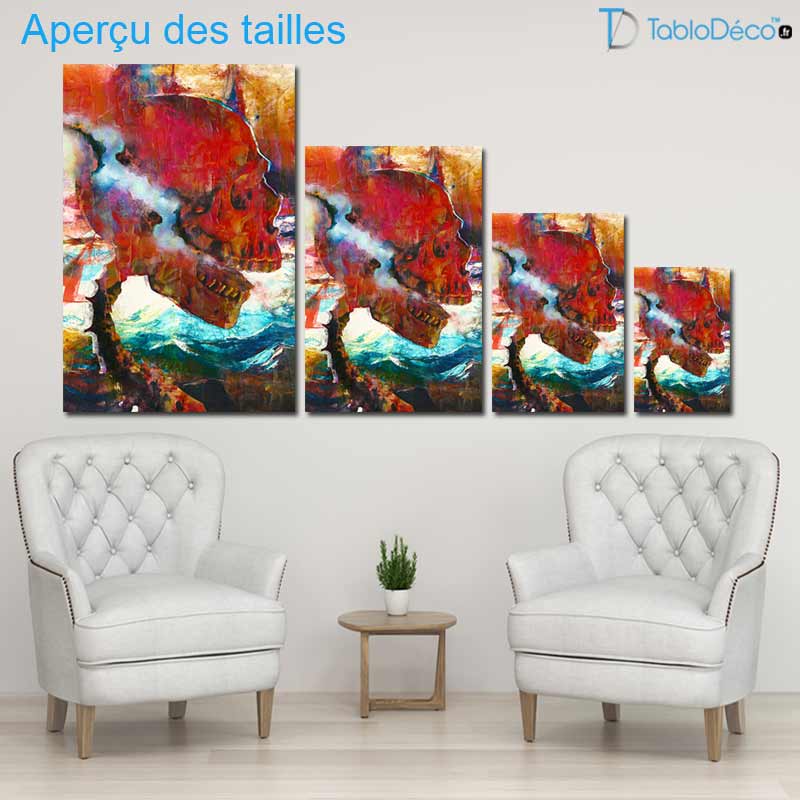 Aperçu des tailles du Tableau Peinture Tête de Mort