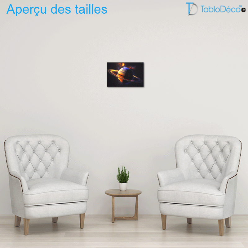 Tableau de la Planète Saturne Illuminée