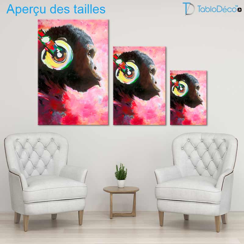 Aperçu des tailles du Tableau Singe DJ