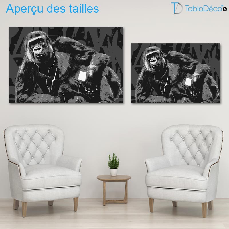 Tableau Singe Noir et Blanc