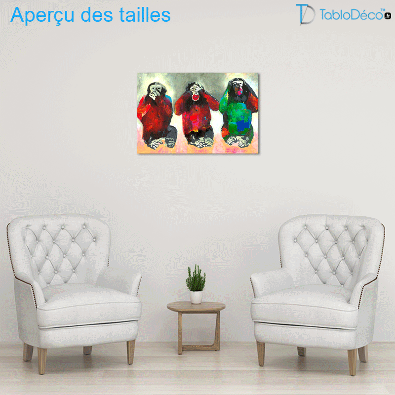 Aperçu des tailles du Tableau Singes de la Sagesse