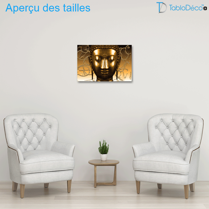 Tableau Tête de Bouddha Dorée