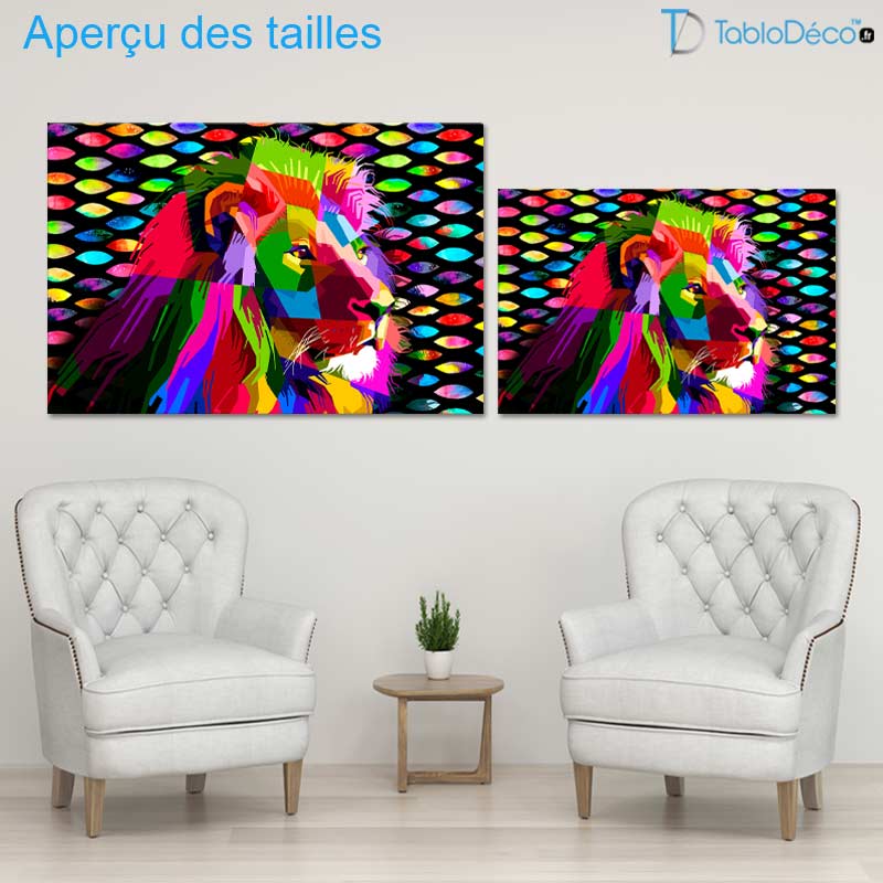 Tableau Tête de Lion en Couleurs
