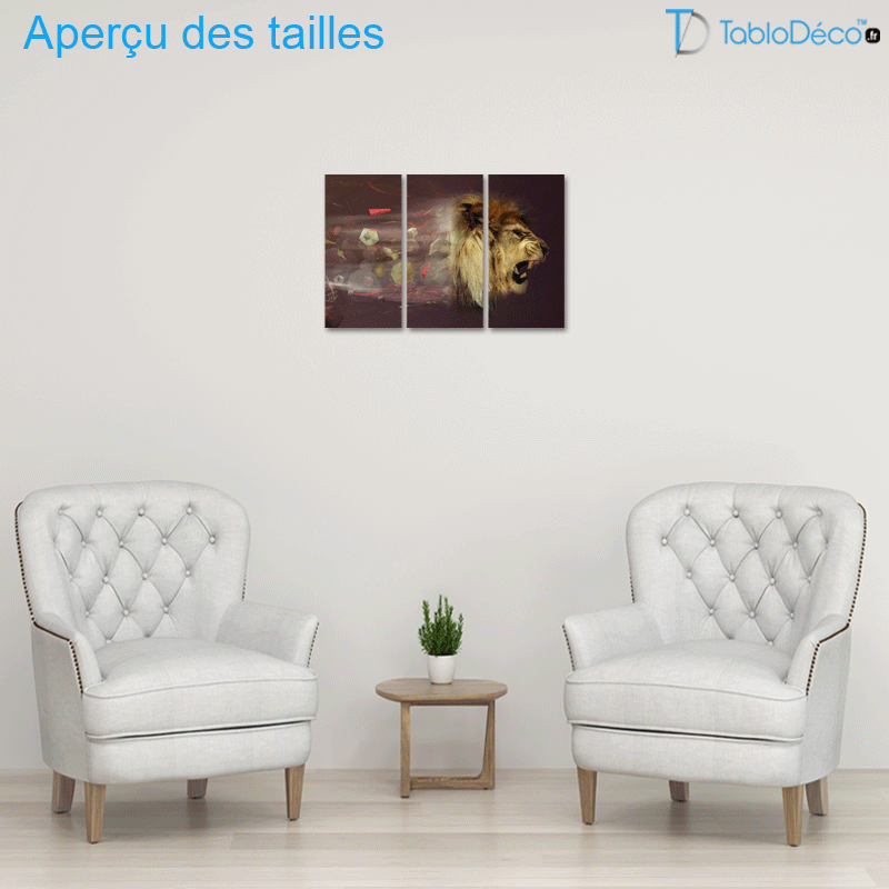 Tableau Triptyque d'un Lion