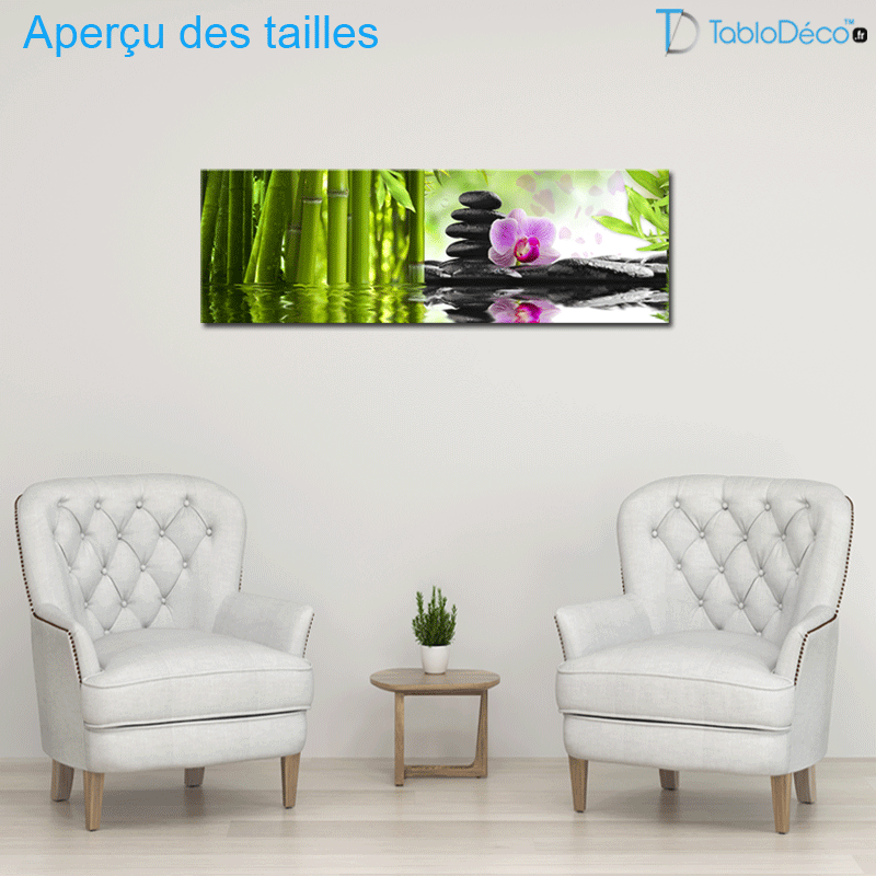 Aperçu des talles du Tableau Zen Bambou Galets