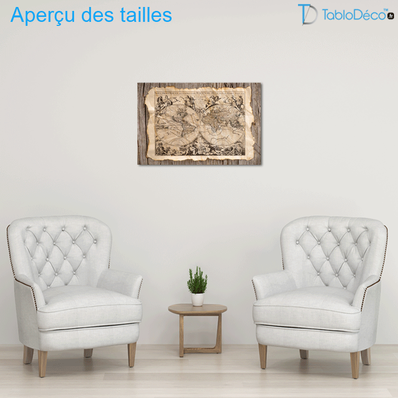 Toile Carte du Monde Vintage