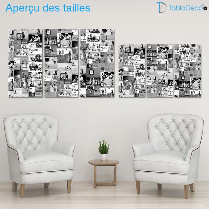 Triptyque Banksy Noir et Blanc