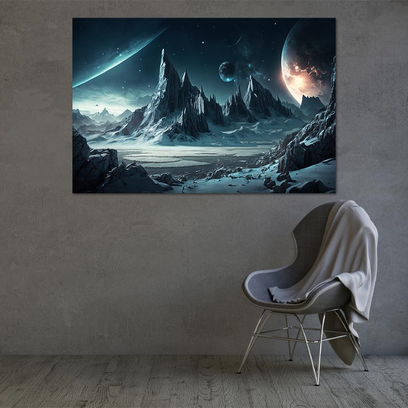 Toile de Décoration Murale d'une Planète glaciale - TabloDéco.fr