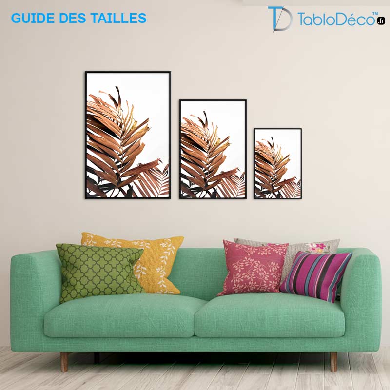 Guide des tailles du Poster Feuille de Palmier Cuivrée