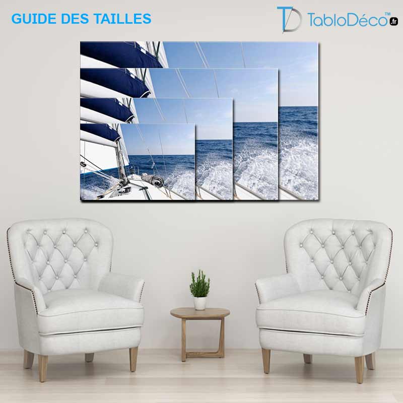Guide des tailles du Tableau Bateau en Mer