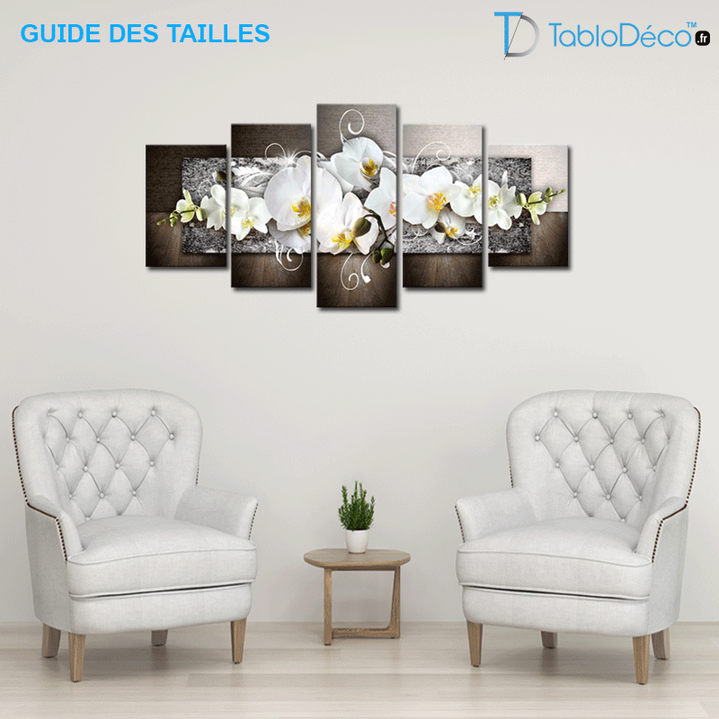 Guide des tailles du Tableau Fleur Orchidée en 5 parties