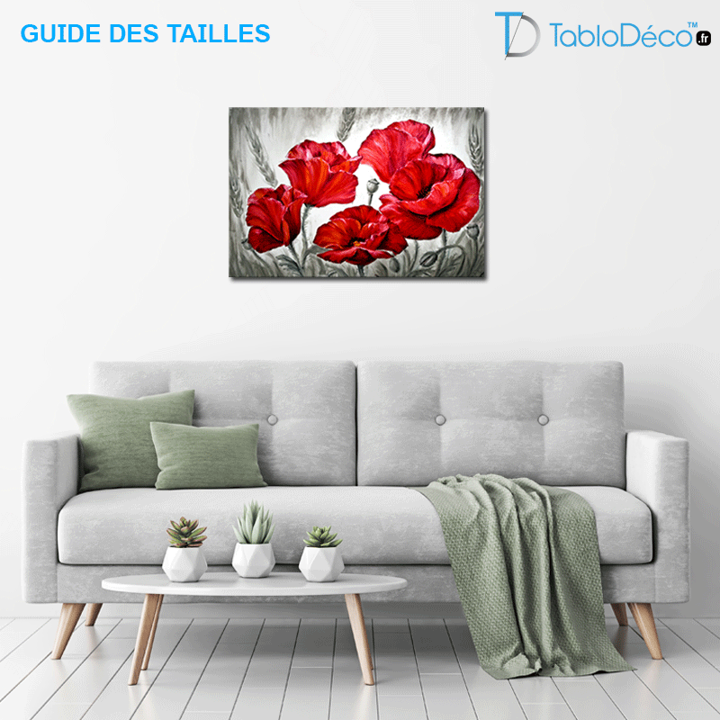 Guide des tailles du Tableau Fleur Pavot Rouge