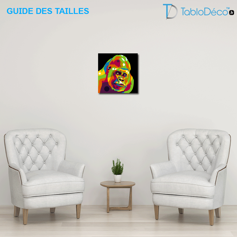 Guide des tailles du Tableau Gorille Pop Art