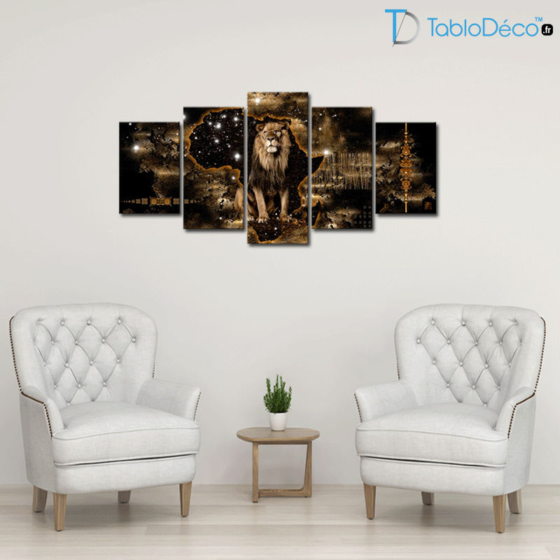 Guide des tailles du Tableau Lion Design en 5 parties