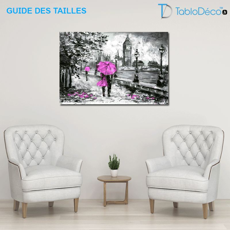 Guide des tailles du Tableau London Rose